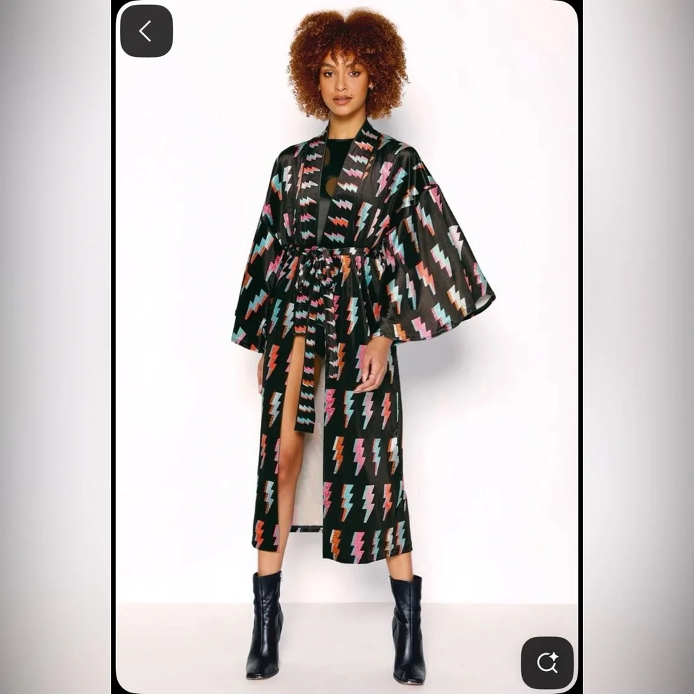 Blackmilk Ziggy Bowie Multicolor Lightning Bolt Robe OSFA NWT - Picture 1 of 4